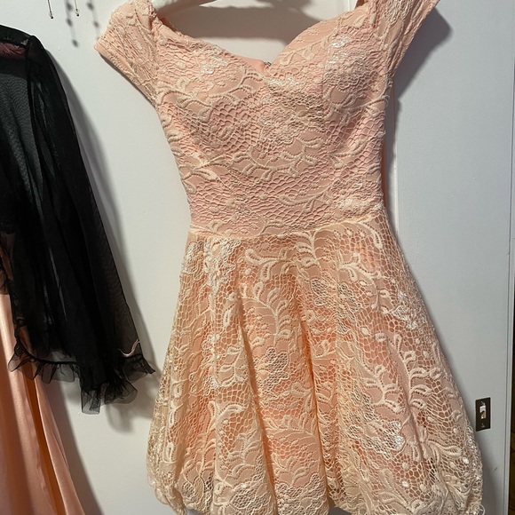 Windsor Pink Lace Strapless Dress - Picture 11 of 13